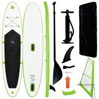 Stand Up Paddleboard opblaasbaar met zeilset groen en wit - thumbnail