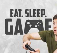 Muurstickers games Jeugdige gamer eet slaap en speel - thumbnail
