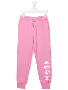 MSGM Kids pantalon de jogging à logo imprimé - Rose