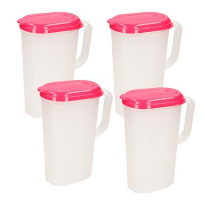 Waterkan met deksel - 4x - 2L - fuchsia - kunststof