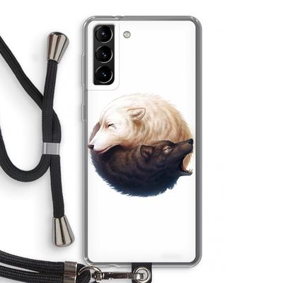 Yin Yang Wolves: Samsung Galaxy S21 Plus Transparant Hoesje met koord