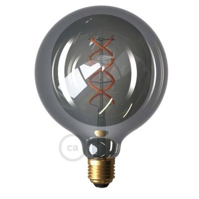 LED Smoky Gloeilamp - Globe G125 Gebogen Spiraal Filament - 5W E27 Dimbaar 2000K | Creative-Cables | Lamp kopen | Creative-Cables | Lamp kopen | | | |