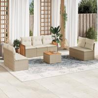 8-delige Loungeset met kussens poly rattan beige 8-delige Loungeset met kussens poly rattan beige