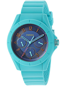 Horlogeband (Band + Kastcombinatie) Fossil ES4068 Silicoon Turquoise 18mm