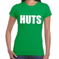 HUTS tekst t-shirt groen dames - thumbnail