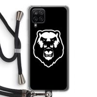 Angry Bear (black): Samsung Galaxy A12 Transparant Hoesje met koord