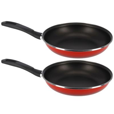 Set van 2x stuks aluminium koekenpan/hapjespan Merida rood met anti-aanbak laag 30 cm