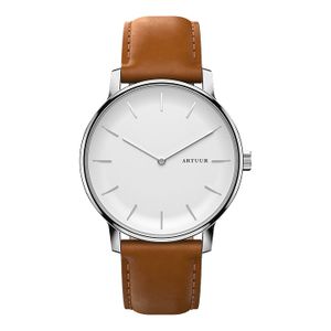 ARTUUR Cedar - Polshorloge - Cognac Leer