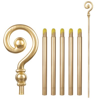 Staf van Sinterklaas - goud - kunststof - 185 cm - 6-delig