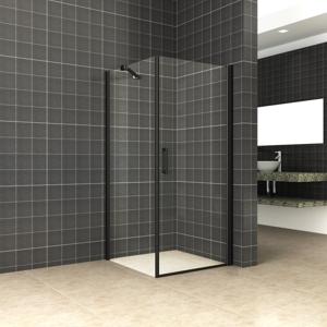 Wiesbaden Douchecabine Uni Klapdeur Vierkant 90x90x200 cm 8 mm NANO coating Mat Zwart