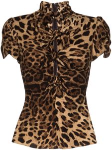 Dolce & Gabbana chemise nouée à imprimé léopard - Noir
