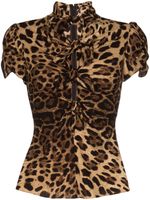 Dolce & Gabbana chemise nouée à imprimé léopard - Noir