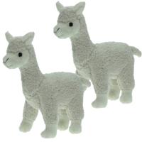 Pluche knuffel dieren Alpaca - Set van 2x stuks - 20 cm - wit - Speelgoed knuffels - Cadeau voor jon