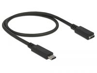 DeLOCK 85532 0.5m USB C USB C Mannelijk Vrouwelijk Zwart USB-kabel