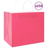 VidaXL Papieren zakken 250 st met hengsels 32x22x28 cm roze