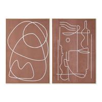 Schilderij Home ESPRIT Beige Terra cotta Abstract 83 x 4,3 x 123 cm (2 Stuks)