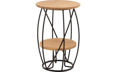 Goossens Salontafel Bellis rond, hout eiken blank, stijlvol landelijk, 39 x 60 x 39 cm