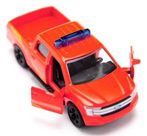 Siku Brandweer-werkboot 1:50 kunststof rood/geel incl. Ford F150 pick-up (metaal/kunststof) en stickervel