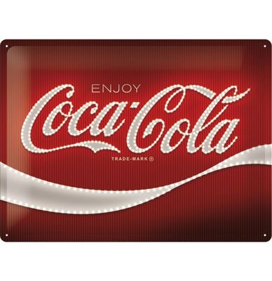 Coca-Cola Logo Red Lights Metalen Bord - 30 x 40 cm
