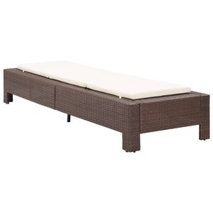 The Living Store Ligbed - Poly rattan - Bruin - 220x75x35 cm - Verstelbaar