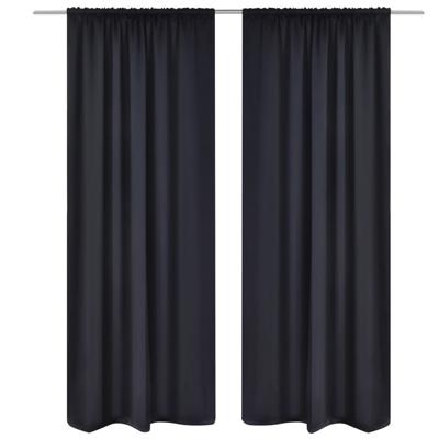 VidaXL Gordijnen met gleuven 135 x 245 cm zwart 2 st