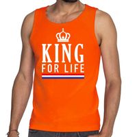 Oranje King for life tanktop / mouwloos shirt voor heren - thumbnail