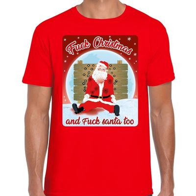 Fout kerst t-shirt fuck christmas rood voor heren Fout kerst t-shirt fuck christmas rood voor heren