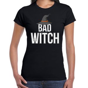 Bad witch halloween verkleed t-shirt zwart voor dames