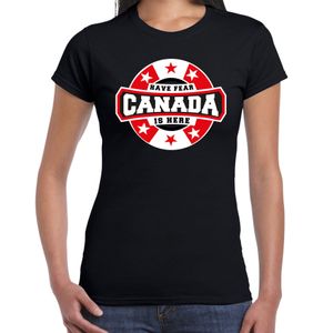 Have fear Canada is here / Canada supporter t-shirt zwart voor dames