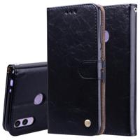 Business stijl olie Wax textuur horizontale Flip lederen case voor Huawei Honor 8C met houder & kaartsleuven & portemonnee (zwart)