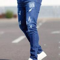 Bon&Bon Men's Ripped Skinny Jeans | Dark Wash Slim Fit Denim Medium Wash / XXL