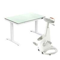 LifeSpan Ampera Bike Desk Glacier White with Glass Standing Desk