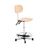 Werkstoel - 120 kg - Chroom, Hout - voetring - in hoogte verstelbaar vanaf 550 - 800 mm