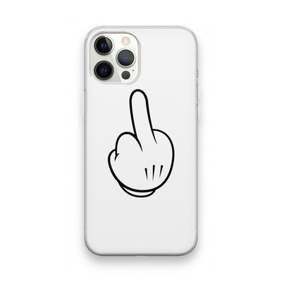 Middle finger white: iPhone 12 Pro Max Transparant Hoesje