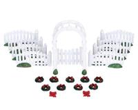 Plastic arbor & picket fences with decorations - Lemax