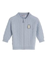 Brunello Cucinelli Kids cardigan en cachemire à ourson appliqué - Bleu