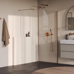 BRAUER Oblivion Inloopdouche - 110x200cm - 40cm zijwand - glascoating - helder glas - geborsteld koper PVD GS-OBI2H11040200GK