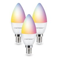 Set van 3 Smart lampen - E14 Fitting - C37 Kaarslamp - 5,5 Watt 470 lumen - RGBWW - Wifi & Bluetooth - Bestuurbaar via app - Google Home, Amazon Alexa en Siri - Smart lampen
