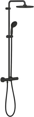 Grohe QuickFix Vitalio Start 250 regendoucheset met 3 straalsoorten en thermostaatkraan Ø25cm mat zwart