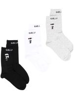 Karl Lagerfeld lot de trois paires de chaussettes Ikonik en maille intarsia - Gris