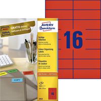 Etiket Avery Zweckform 3452 105x37mm rood 1600stuks