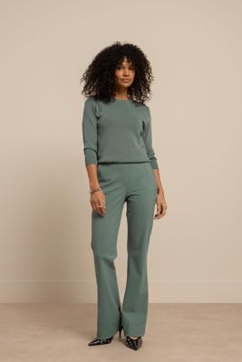 Studio Anneloes Flair Bonded Trousers 13542 Flared 7600 Dark Sage Green
