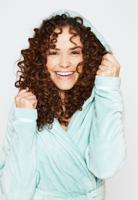 Damesbadjas fleece azuurblauw met capuchon - Charlie Choe -xs