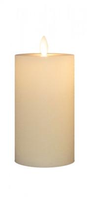 Stompkaars rustiek wax bewegende vlam 12,5x7,5 cm wit - Annas collection