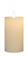 Stompkaars rustiek wax bewegende vlam 12,5x7,5 cm wit - Annas collection