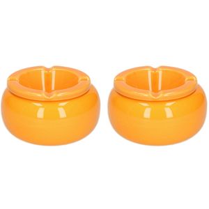 2x stuks Ronde stormasbakken oranje 11 cm