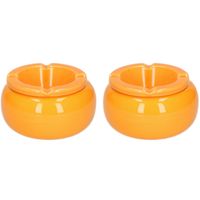 2x stuks Ronde stormasbakken oranje 11 cm - thumbnail