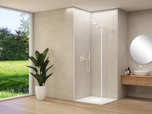 Inloopdouche Van Rijn Products ST01 Met Haaks Deel L&R 140x200 cm 8 mm Helder Glas Incl. Stabilisatiestang Mat Wit