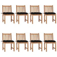 Tuinstoelen 8 st met kussens massief teakhout