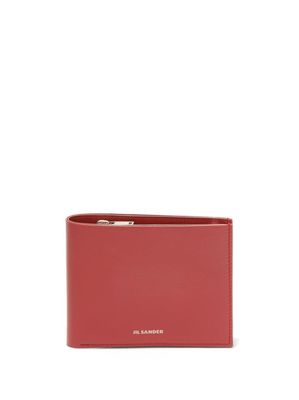 Jil Sander portefeuille en cuir à design pliant - Rouge